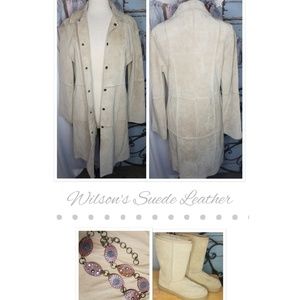 Wilsons Leather creamy suede boho chic trench coat